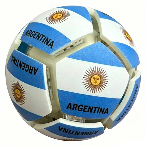 Football Keychain Country Flag Pattern Purse Bag Key Chain Press Button Decompression Ball Fidget Toy for Stress Relief - Argentina - 1