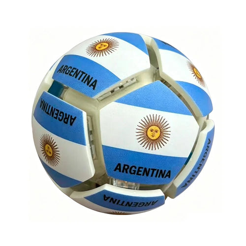 Football Keychain with LED Light Country Flag Pattern Purse Bag Key Chain Press Button Decompression Ball Fidget Toy for Stress Relief - Argentina - 1
