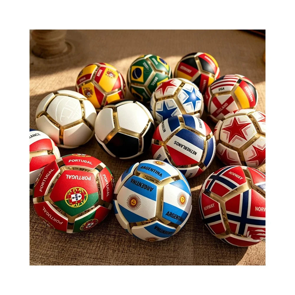 Football Keychain with LED Light Country Flag Pattern Purse Bag Key Chain Press Button Decompression Ball Fidget Toy for Stress Relief - Argentina - 5