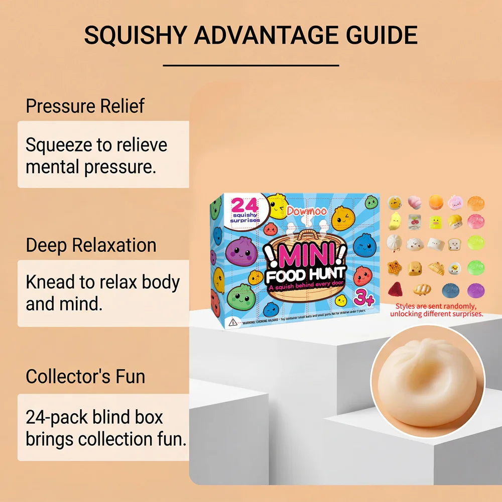 DOWMOO 24Pcs/Set Mini Food Squeeze Toys Soft Rubber Stress Relief Finger Toy for Kids Adults (Random Style) - 24 Pieces - 4