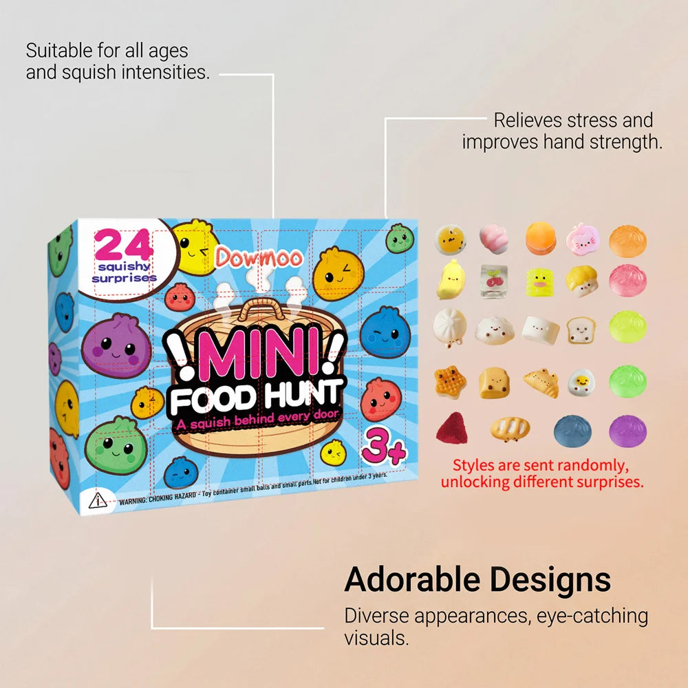 DOWMOO 24Pcs/Set Mini Food Squeeze Toys Soft Rubber Stress Relief Finger Toy for Kids Adults (Random Style) - 24 Pieces - 5