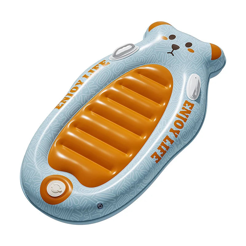 Inflatable Surf Board for Kids Cartoon Pattern Swimming Float Kickboard with Handles for Pool Beach - Orange - 1
