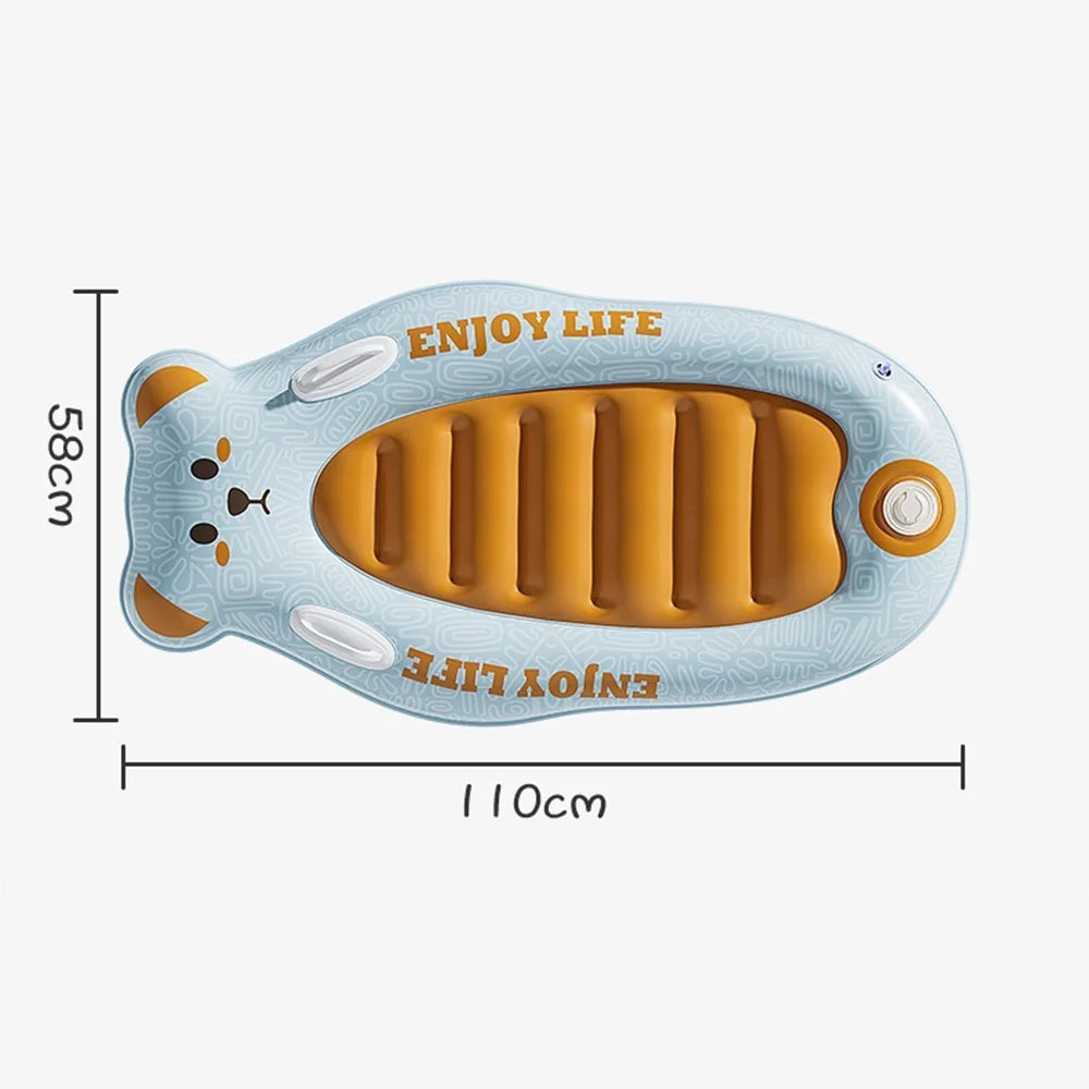Inflatable Surf Board for Kids Cartoon Pattern Swimming Float Kickboard with Handles for Pool Beach - Orange - 7