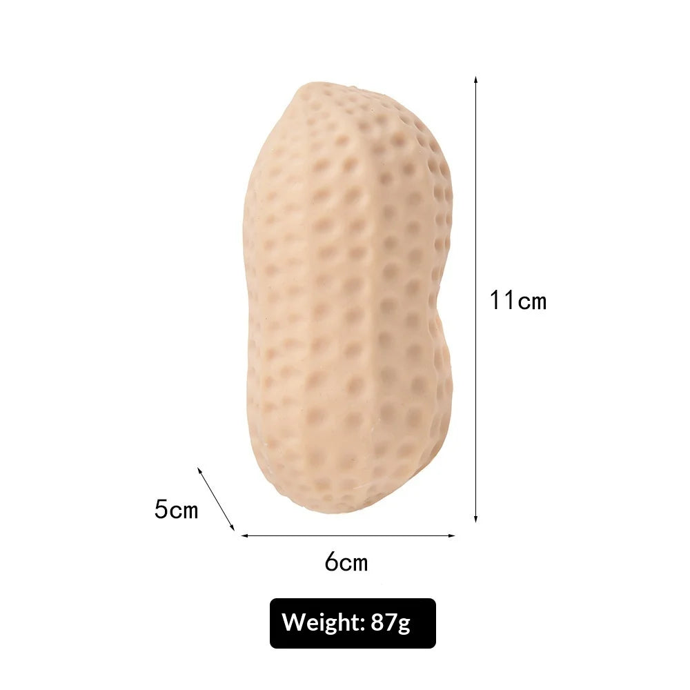 Peanut Shape Stress Ball Slow Rising TPR Squeeze Toy for Kids and Adults Anxiety Relief - Beige - 4