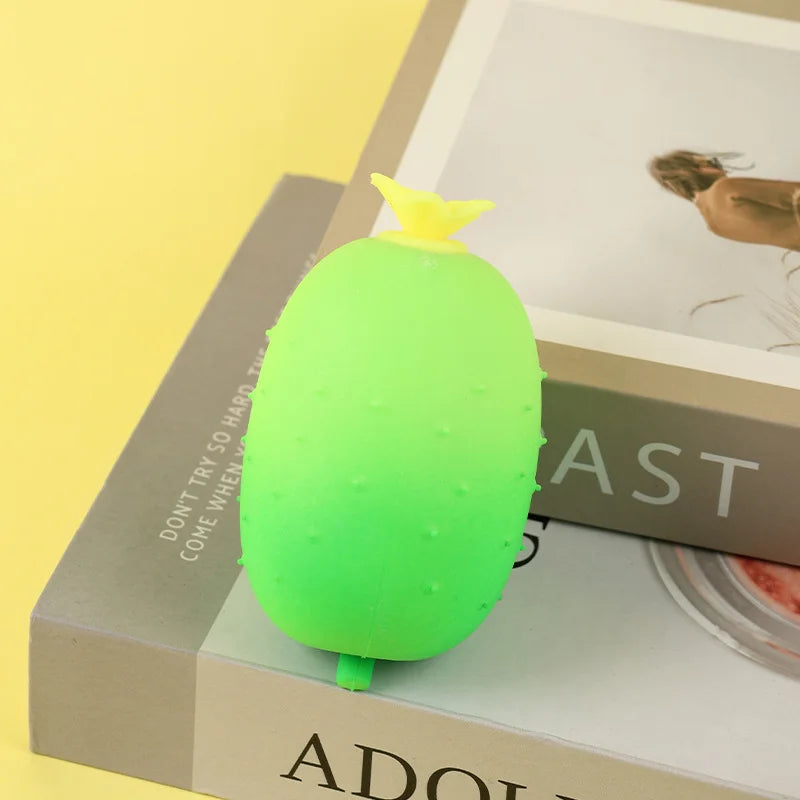 Cucumber Shape Stress Relief Squeeze Toy Slow Rising Soft TPR Sensory Toy for Anxiety Relief - Grass Green - 6
