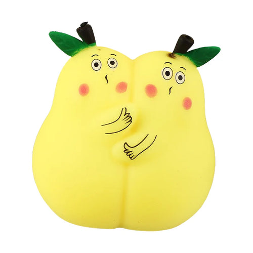 Kawaii Hugging Pear Squeeze Toy for Adults Kids Soft TPR Stress Ball Desktop Decor - 8x7.5cm - 1