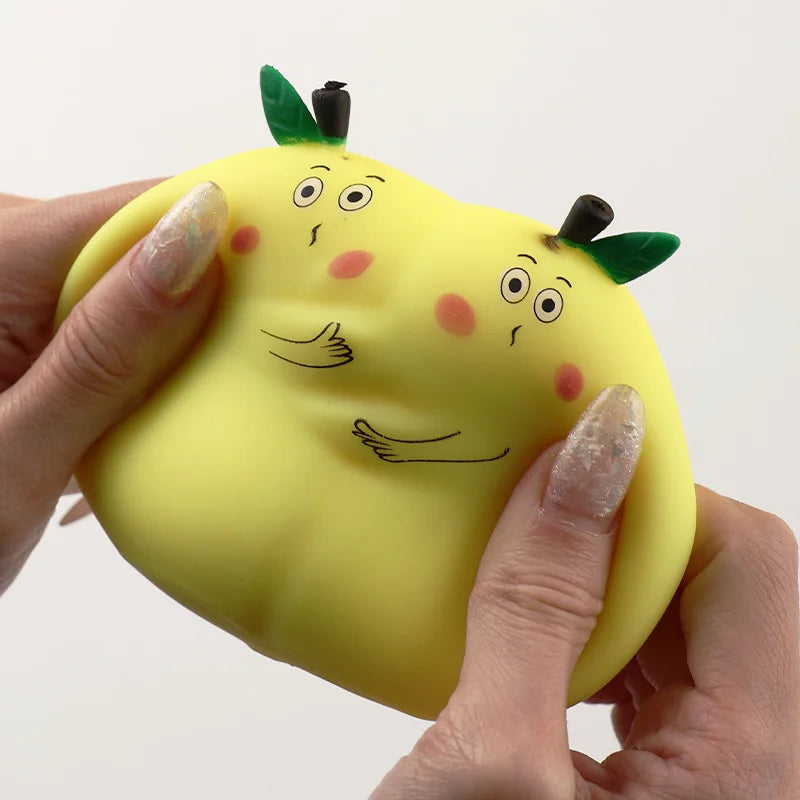 Kawaii Hugging Pear Squeeze Toy for Adults Kids Soft TPR Stress Ball Desktop Decor - 8x7.5cm - 5