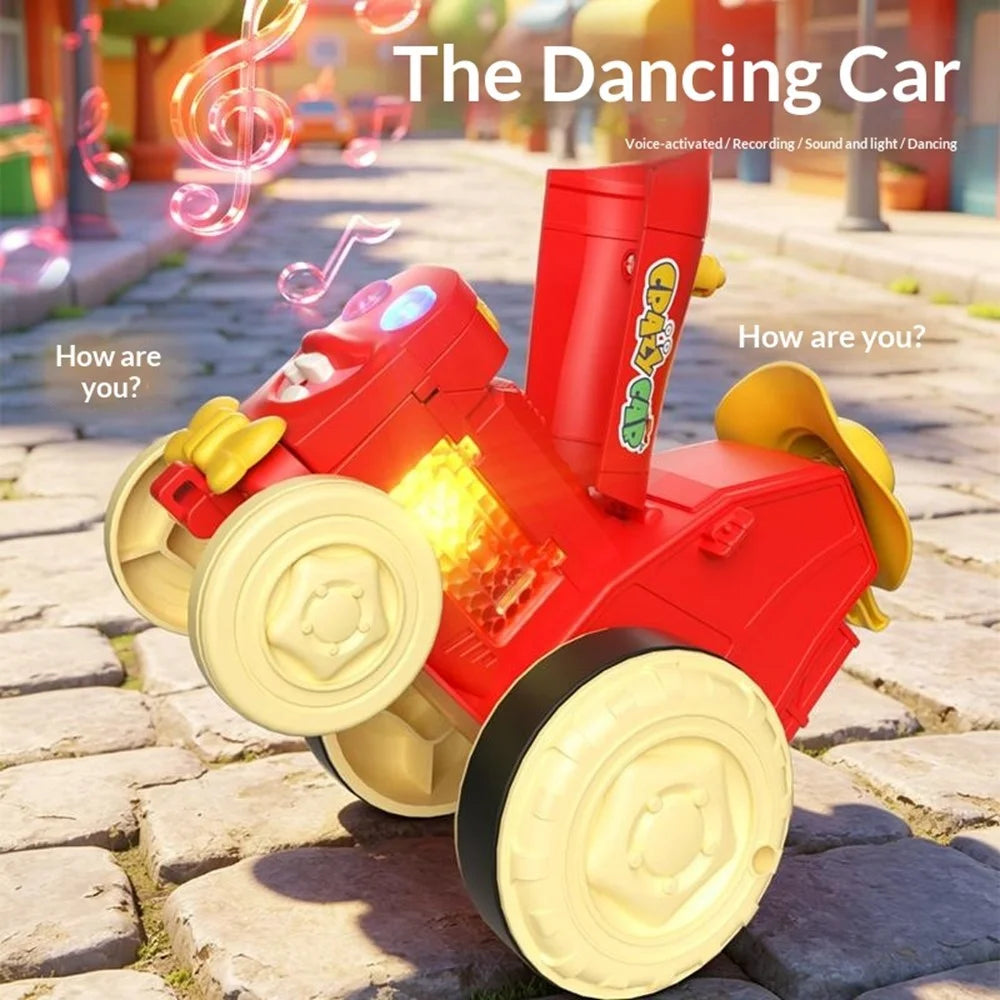 YG2105-A Electric Dancing Car Toy Rechargeable Voice-Activated Recording LED Music Stunt Car Kids Toy - Red - 4