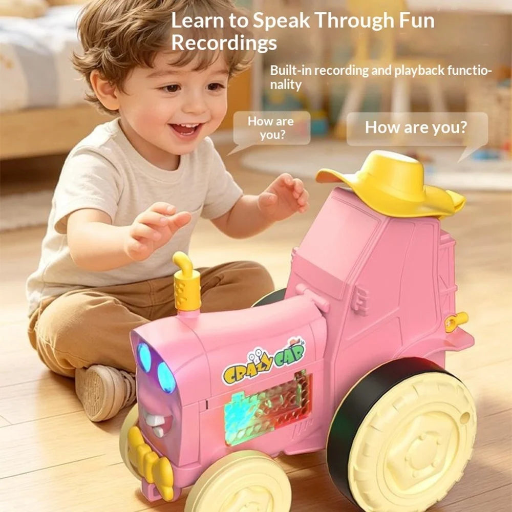 YG2105-A Electric Dancing Car Toy Rechargeable Voice-Activated Recording LED Music Stunt Car Kids Toy - Red - 5
