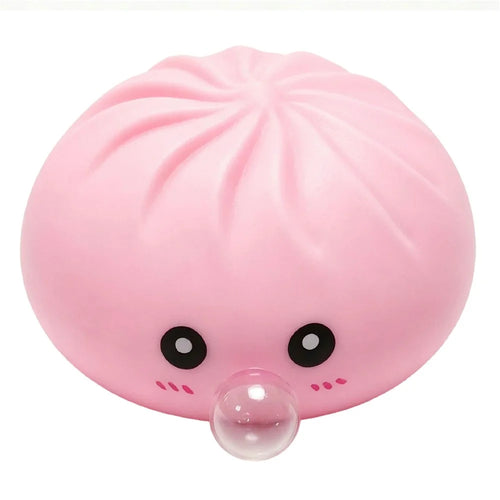 8cm Steamed Bun Shape Squishy Toy with Steamer Box Slow Rising Stress Relief Fidget Toy - Pink - 1