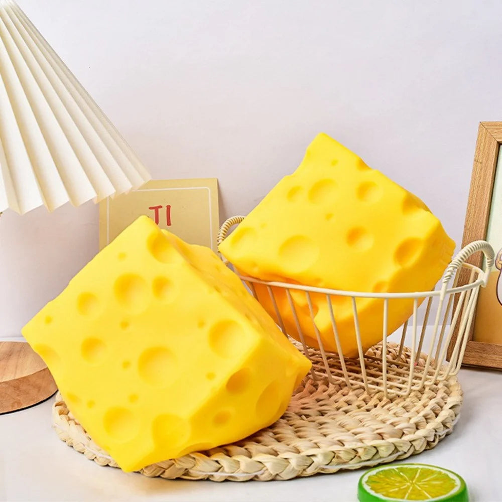 12x12cm Cheese Cube Slow Rising Squeeze Toy Stress Relief Fidget Toys for Anxiety - Cheese / Size L - 2