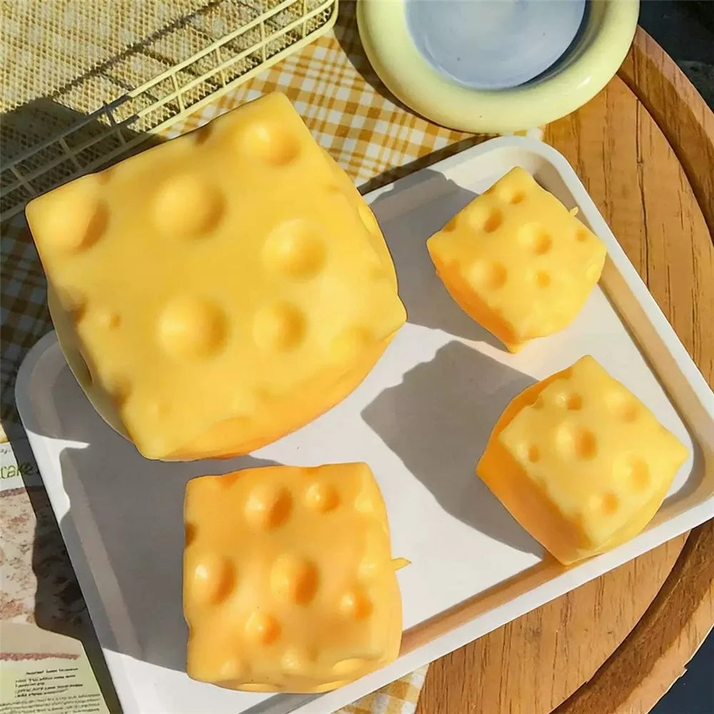 12x12cm Cheese Cube Slow Rising Squeeze Toy Stress Relief Fidget Toys for Anxiety - Cheese / Size L - 3