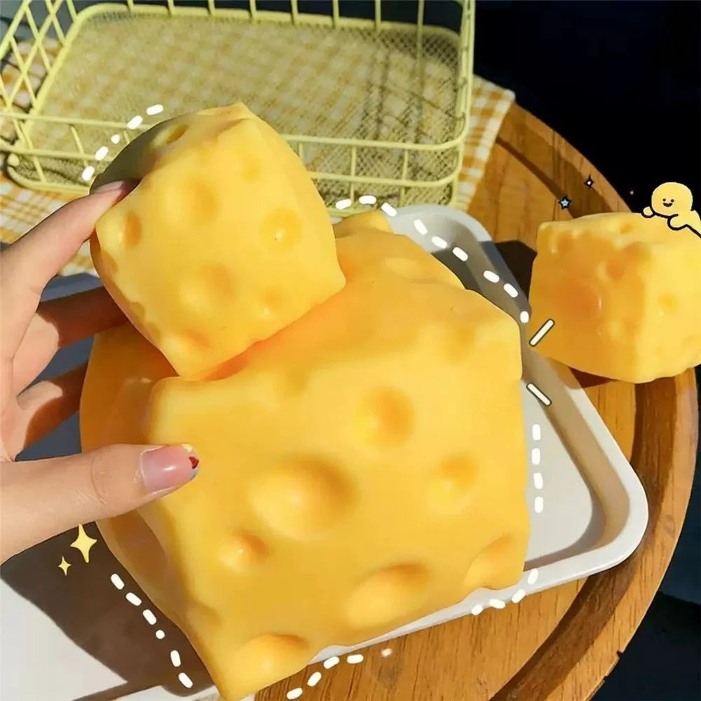 12x12cm Cheese Cube Slow Rising Squeeze Toy Stress Relief Fidget Toys for Anxiety - Cheese / Size L - 4