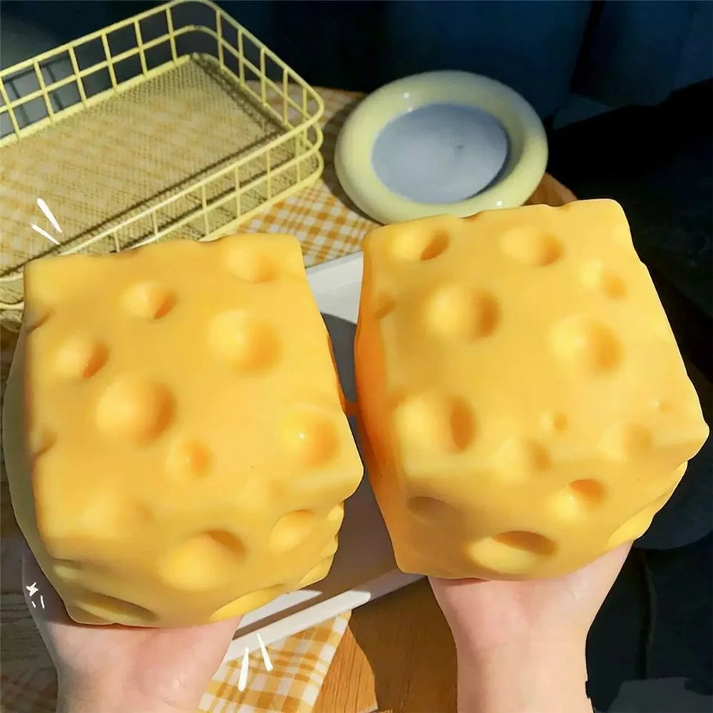 12x12cm Cheese Cube Slow Rising Squeeze Toy Stress Relief Fidget Toys for Anxiety - Cheese / Size L - 5