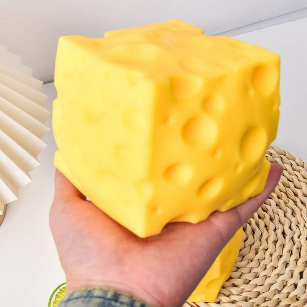 12x12cm Cheese Cube Slow Rising Squeeze Toy Stress Relief Fidget Toys for Anxiety - Cheese / Size L - 7