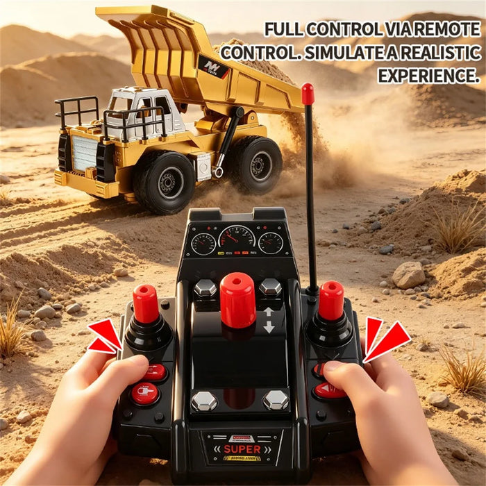 1:20 Scale Remote Control Dump Truck 9-Channal 360 Degree Rotation RC Construction Engineering Vehicle for Kids - Yellow - 3