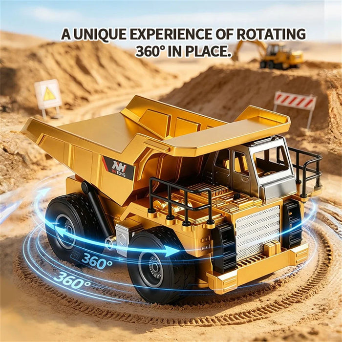 1:20 Scale Remote Control Dump Truck 9-Channal 360 Degree Rotation RC Construction Engineering Vehicle for Kids - Yellow - 6