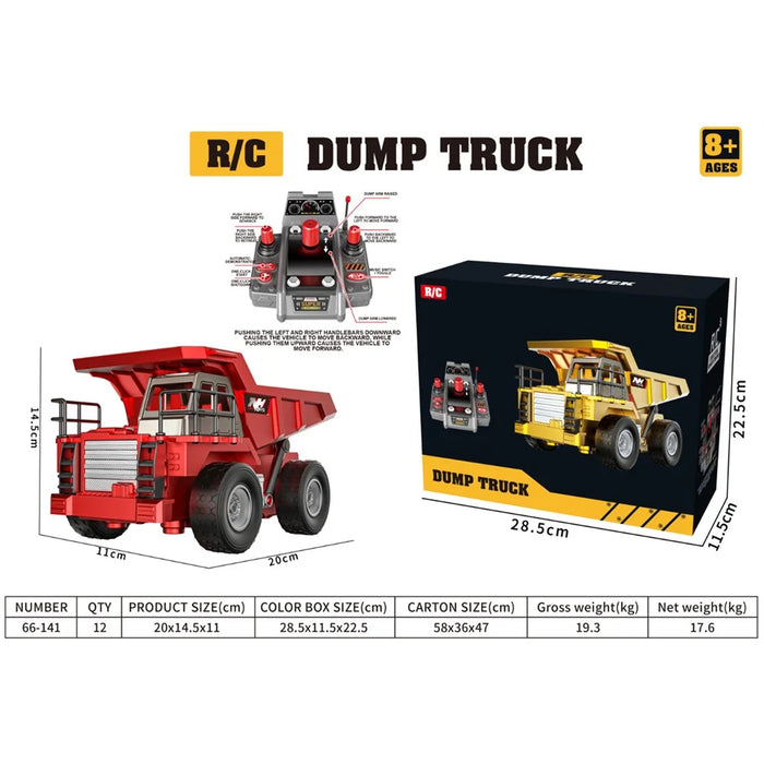 1:20 Scale Remote Control Dump Truck 9-Channal 360 Degree Rotation RC Construction Engineering Vehicle for Kids - Yellow - 7