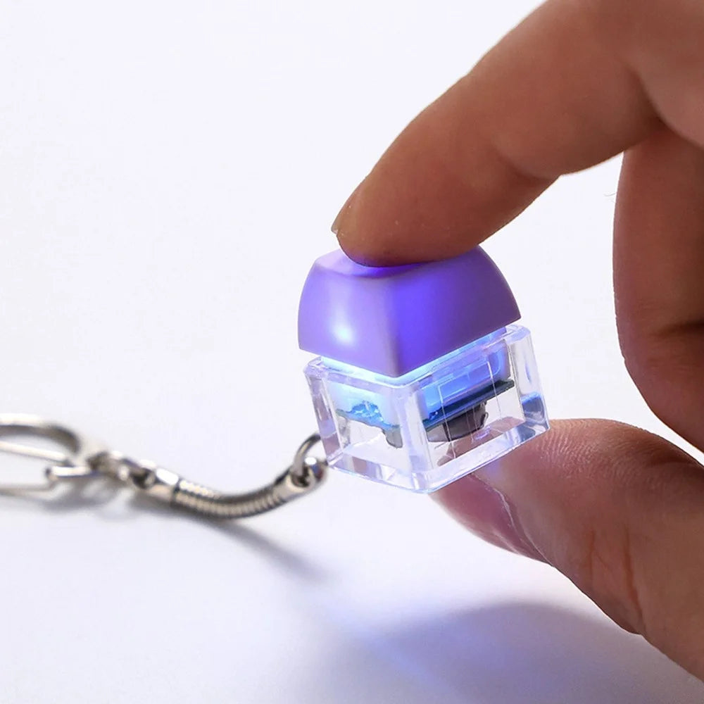 Keyboard Switch Design RGB LED Keychain Stress Relief Finger Toy with Colorful Light Hanging Ornament - White - 3