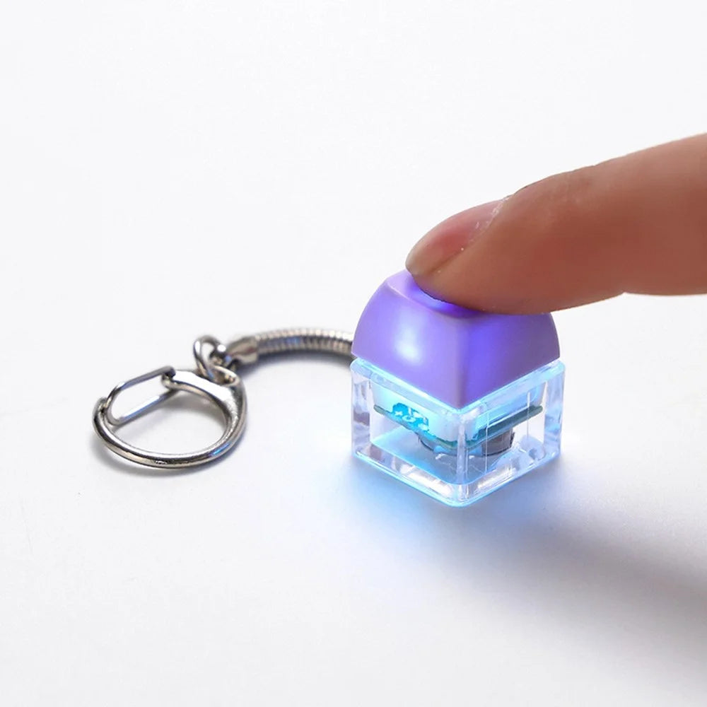 Keyboard Switch Design RGB LED Keychain Stress Relief Finger Toy with Colorful Light Hanging Ornament - White - 4