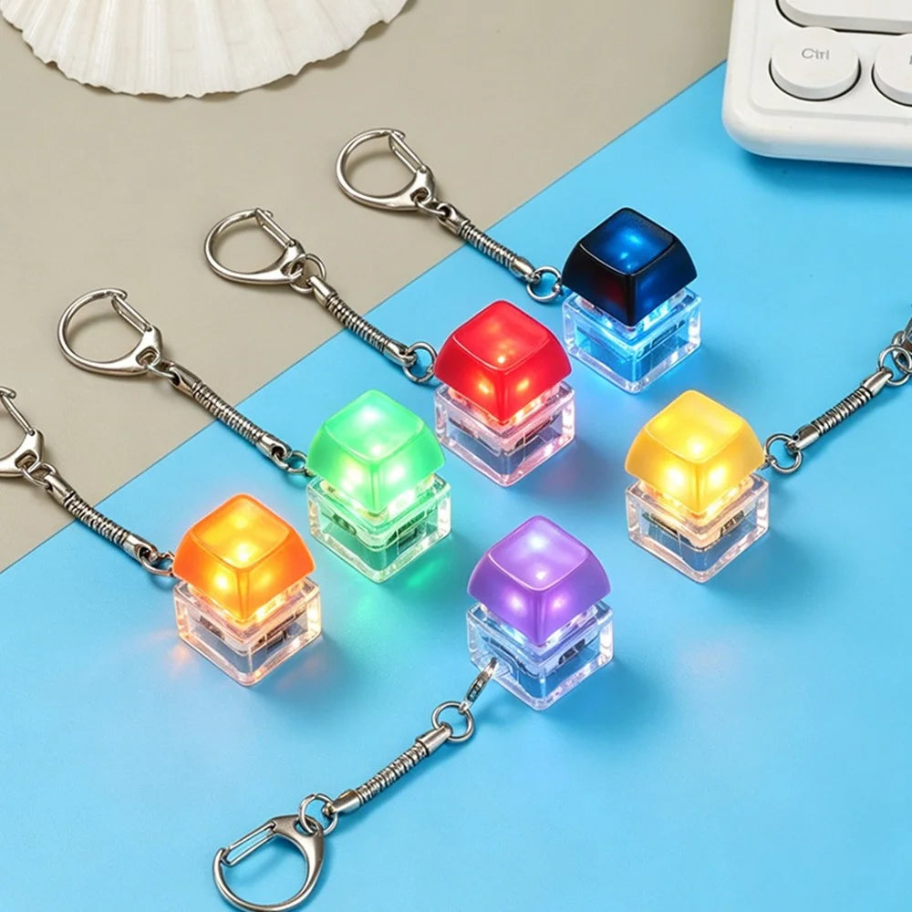 Keyboard Switch Design RGB LED Keychain Stress Relief Finger Toy with Colorful Light Hanging Ornament - White - 5