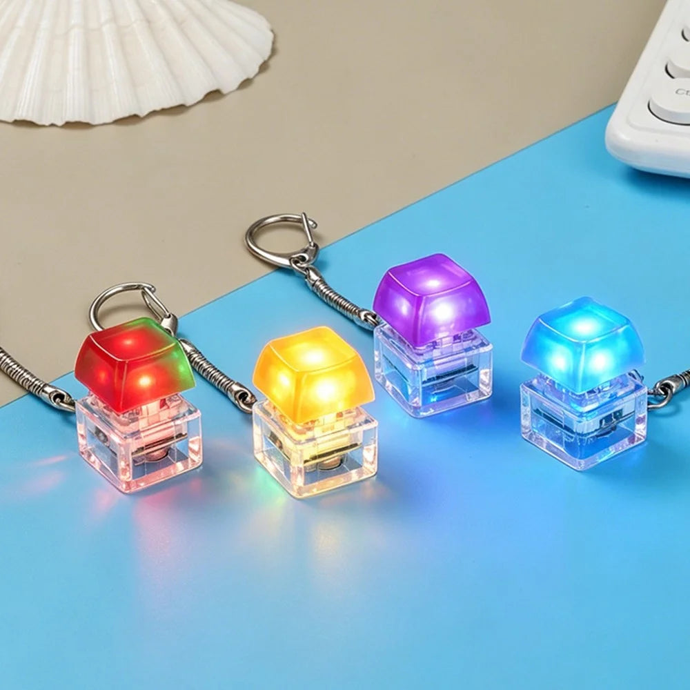 Keyboard Switch Design RGB LED Keychain Stress Relief Finger Toy with Colorful Light Hanging Ornament - White - 6