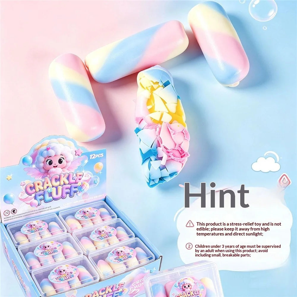 12Pcs Chocolate / Donut / Cat Paw / Rainbow Candy Crispy Squeeze Toy Stress Relief for Kids Adults - Pink Chocolate - 6