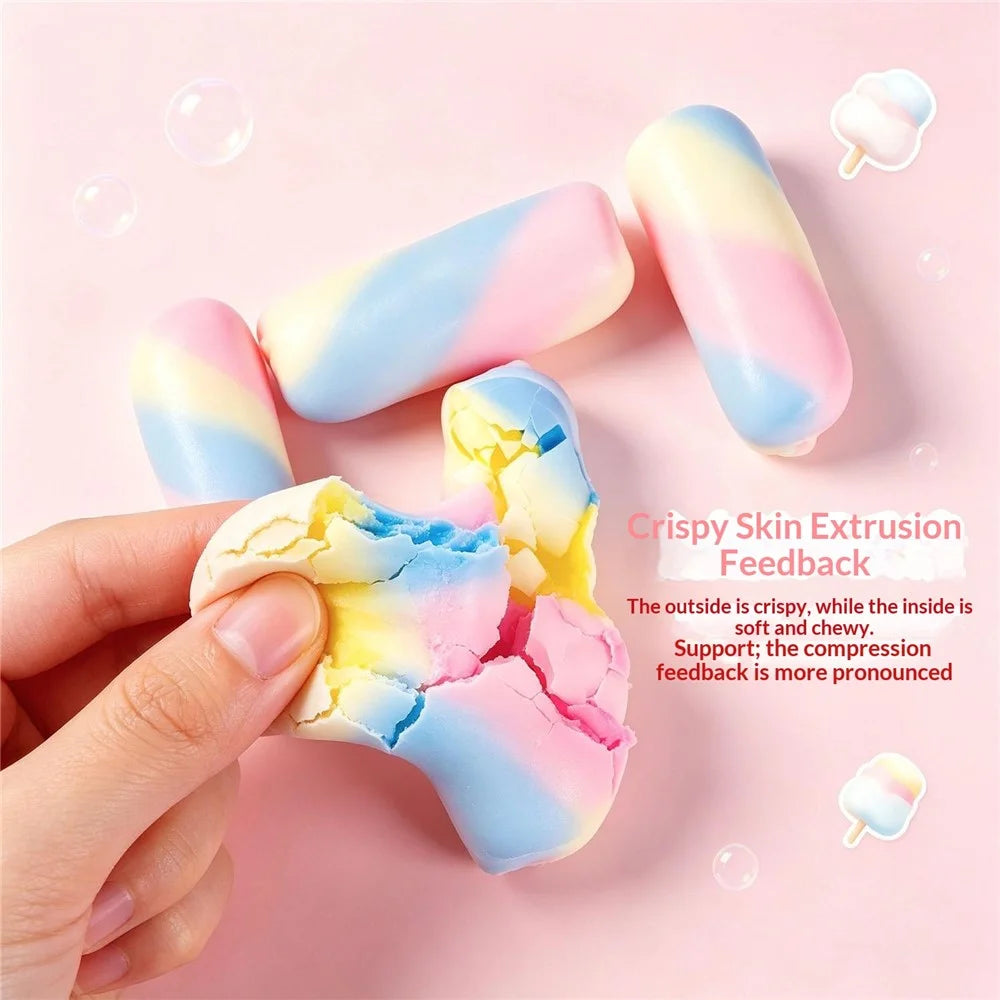 12Pcs Chocolate / Donut / Cat Paw / Rainbow Candy Crispy Squeeze Toy Stress Relief for Kids Adults - Pink Chocolate - 7