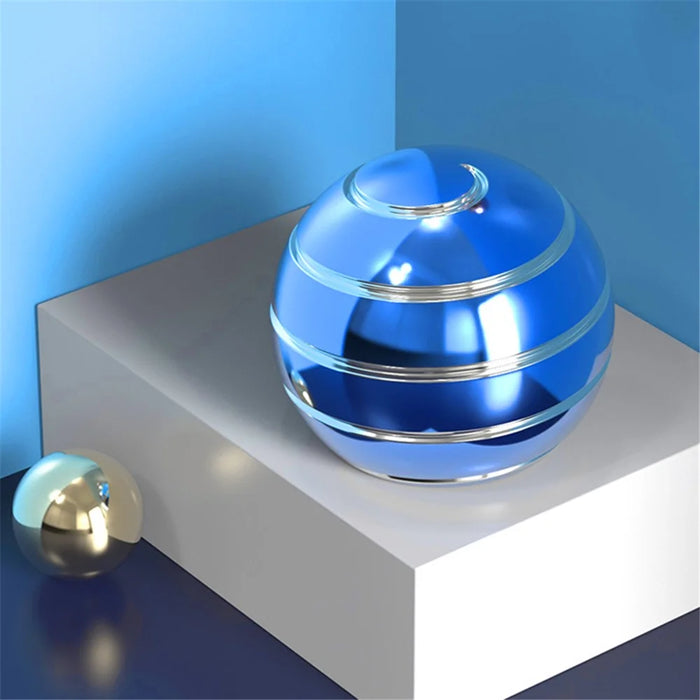 55mm Silver Line Design Glossy Gyroscopic Ball Detachable Spinning Round Ball Gyro Desktop Fingertip Decompression Toy - Blue - 3