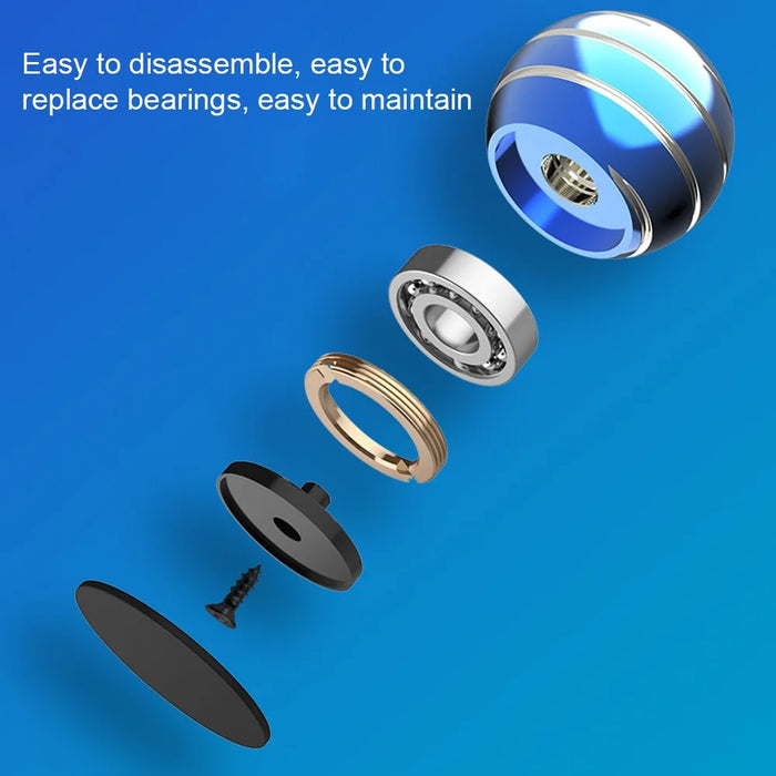 Silver String Rotating Ball Aluminum Alloy Desktop Decompression Spherical Gyro Toy, Diameter: 45mm - Blue - 3