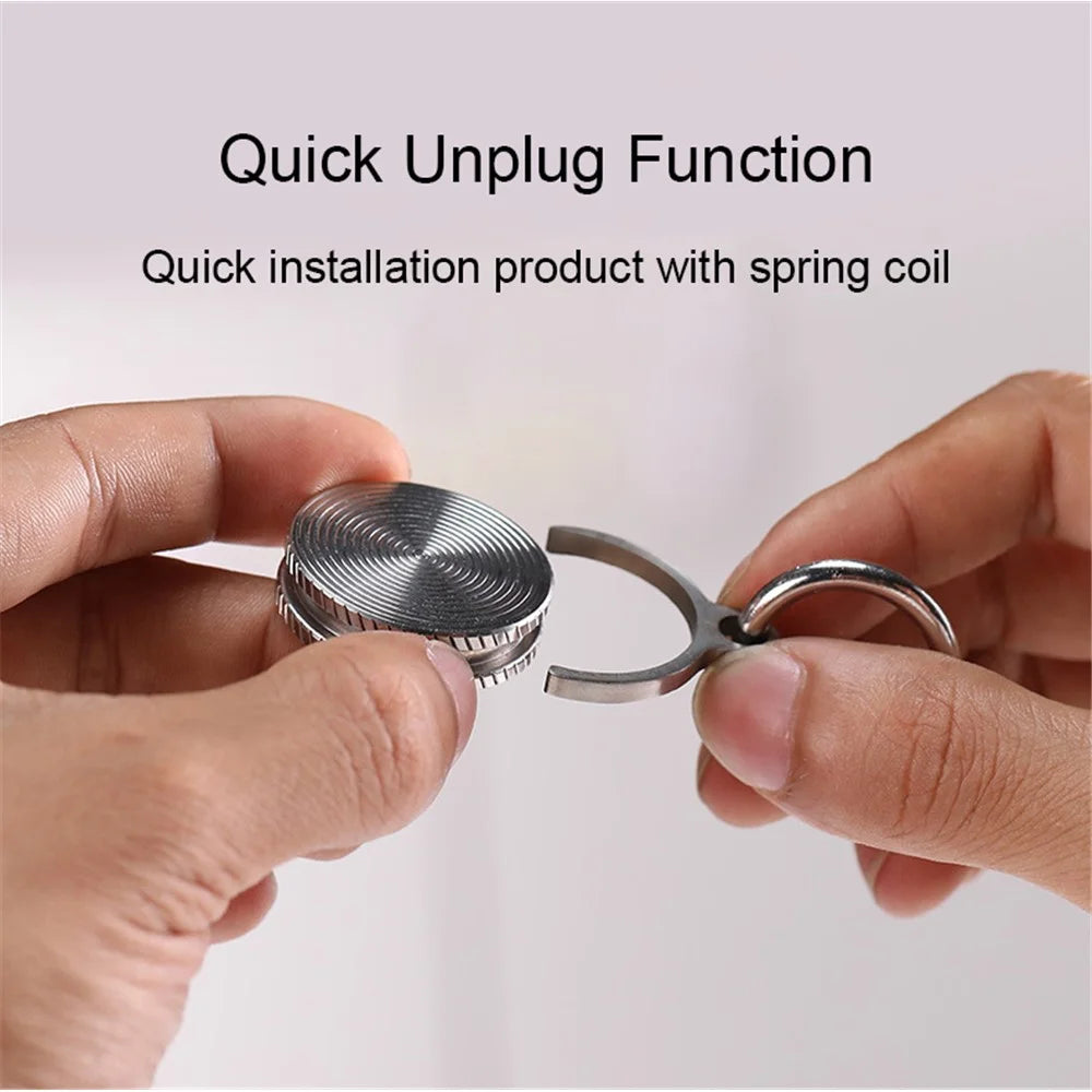 Decompress Pendant Gyro Spinner Necklace Key Chain Metal Spinning Gyroscope Cool Toy - Stainless Steel Stripe - 2