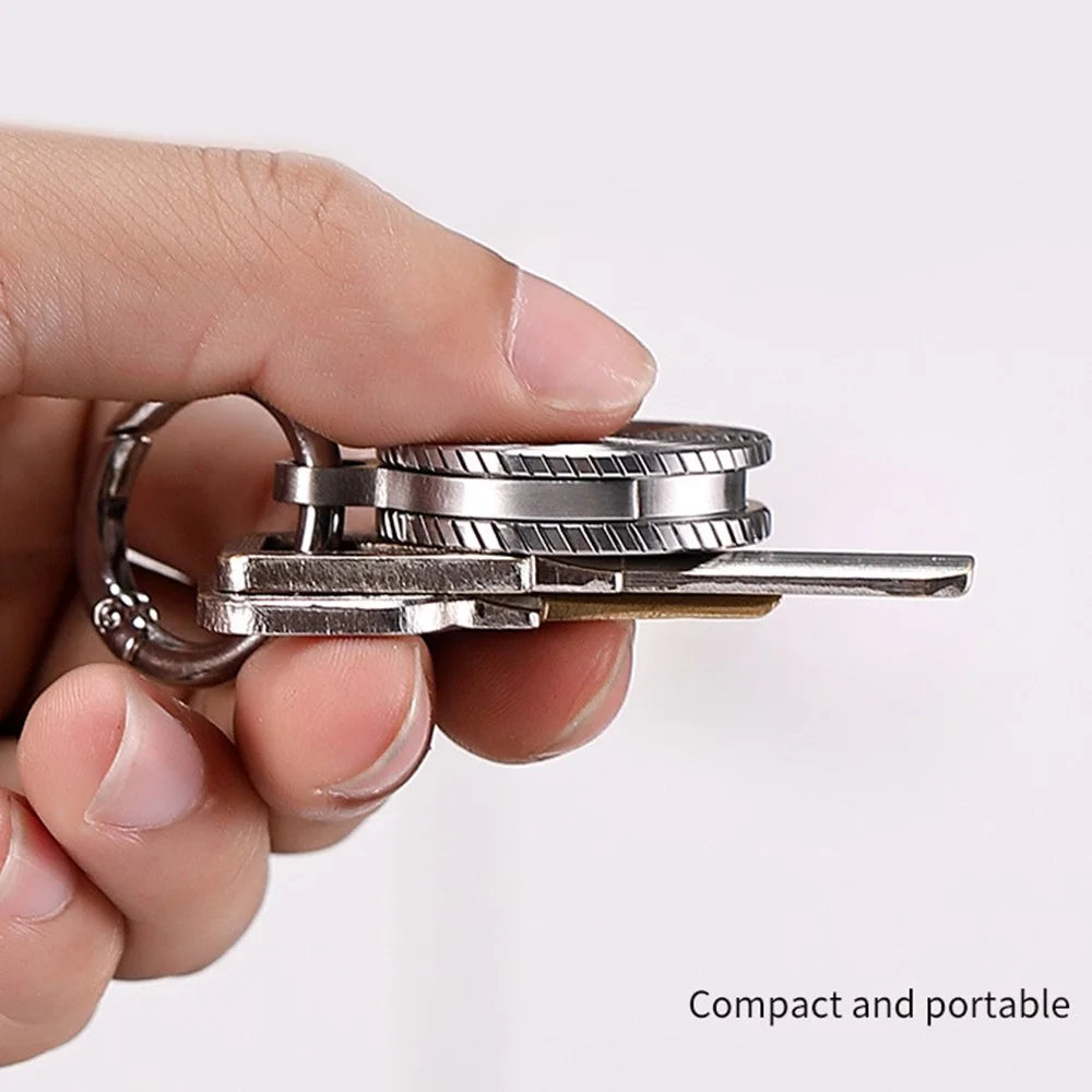 Decompress Pendant Gyro Spinner Necklace Key Chain Metal Spinning Gyroscope Cool Toy - Stainless Steel Stripe - 4