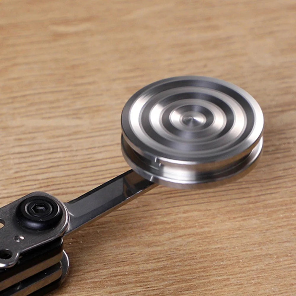 Decompress Pendant Gyro Spinner Necklace Key Chain Metal Spinning Gyroscope Cool Toy - Stainless Steel Stripe - 6