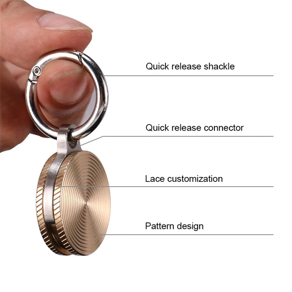 Decompress Pendant Gyro Spinner Necklace Key Chain Metal Spinning Gyroscope Cool Toy - Stainless Steel Stripe - 7
