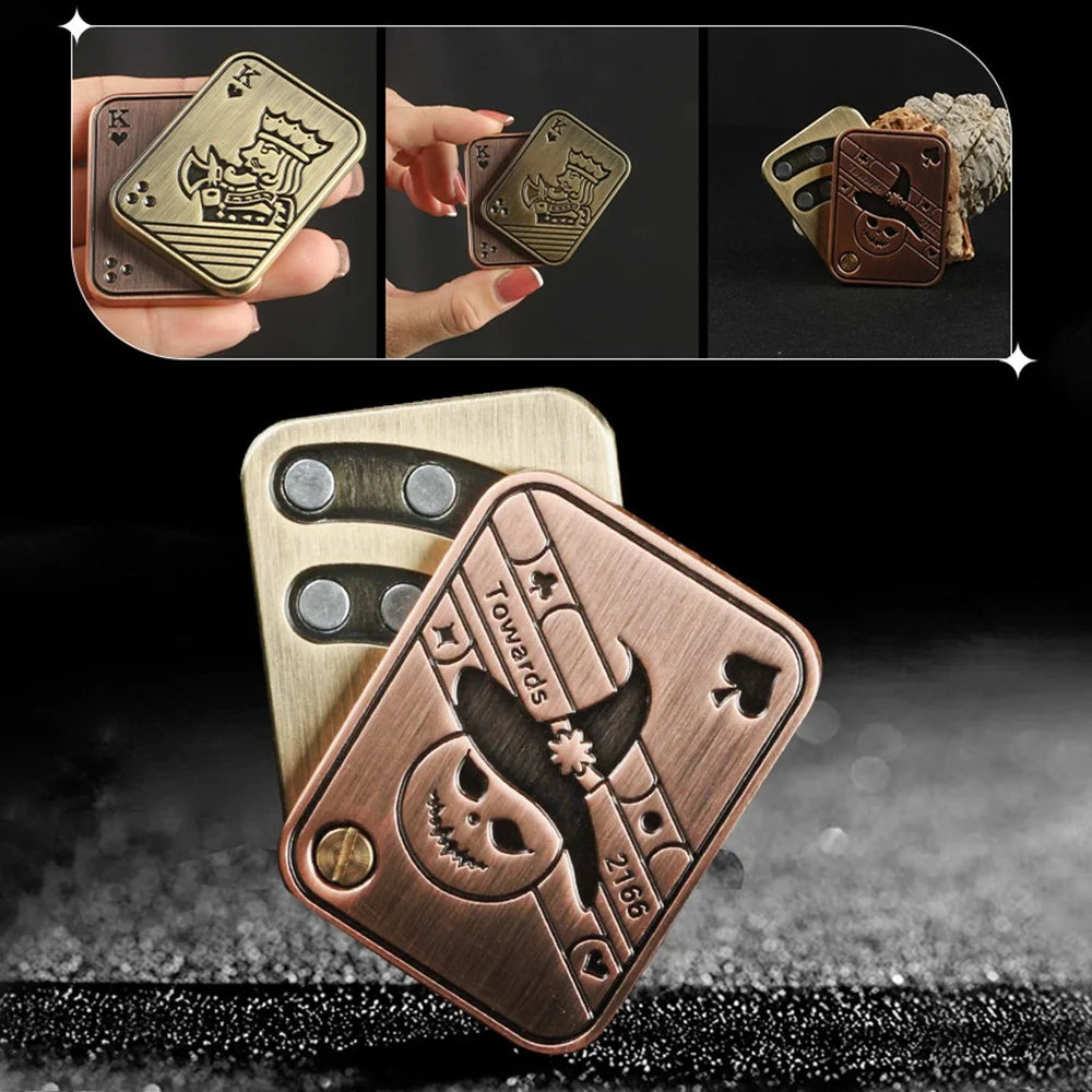 Zinc Alloy Poker Slider EDC Adult Stress Relief Magnetic Toy ADHD Autism Sensory Toy Push Card Slider - 7