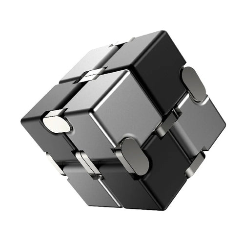 Aluminum Alloy Infinite Cube Metal Stress Relief Office Flip Cubic Toy Creative Fingertip Decompression Block - Black / White - 1