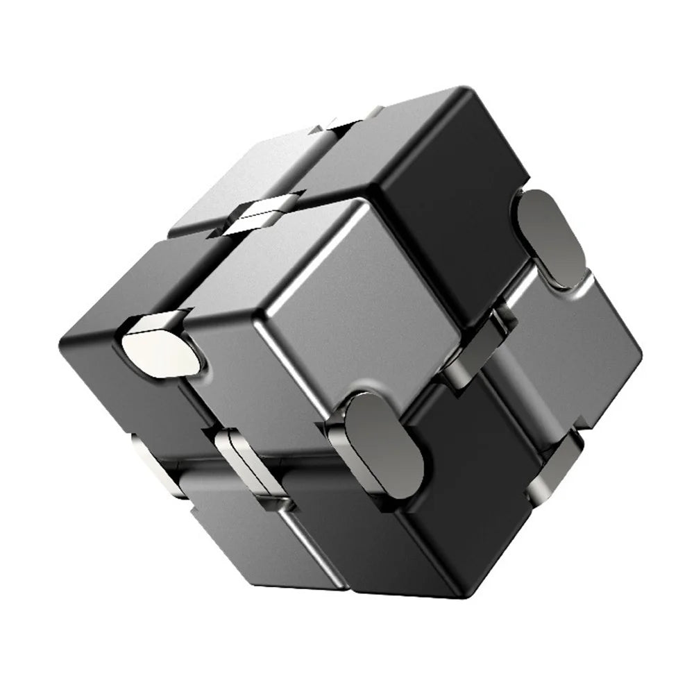 Aluminum Alloy Infinite Cube Metal Stress Relief Office Flip Cubic Toy Creative Fingertip Decompression Block - Black / White - 1