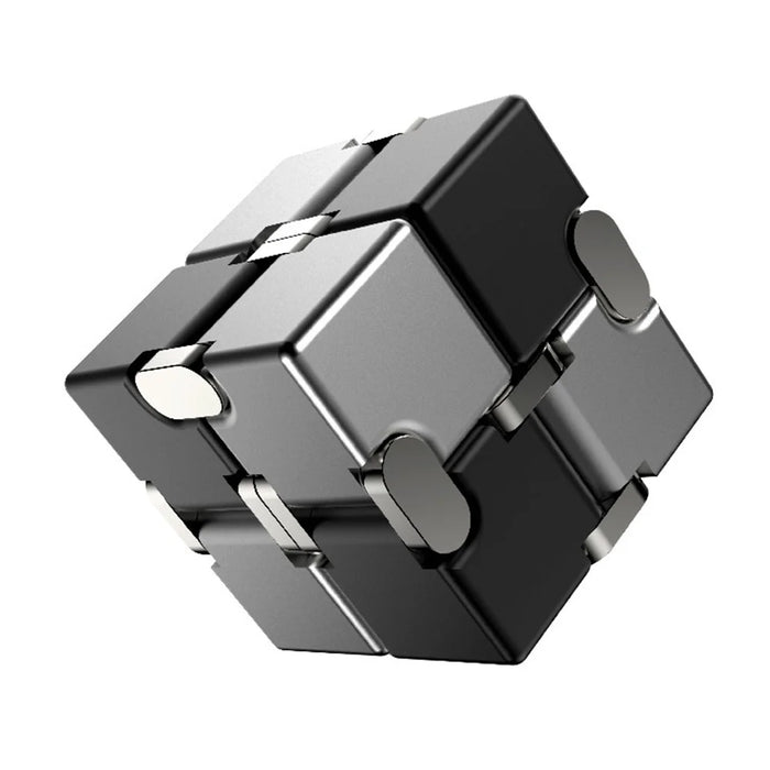 Aluminum Alloy Infinite Cube Metal Stress Relief Office Flip Cubic Toy Creative Fingertip Decompression Block - Black / White - 1