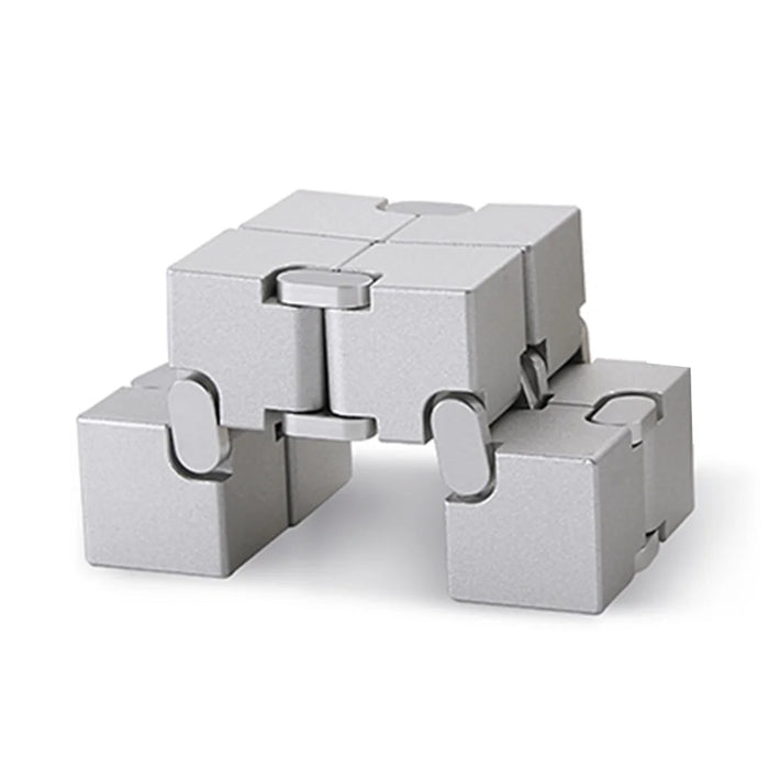 Aluminum Alloy Infinite Cube Metal Stress Relief Office Flip Cubic Toy Creative Fingertip Decompression Block - Black / White - 3