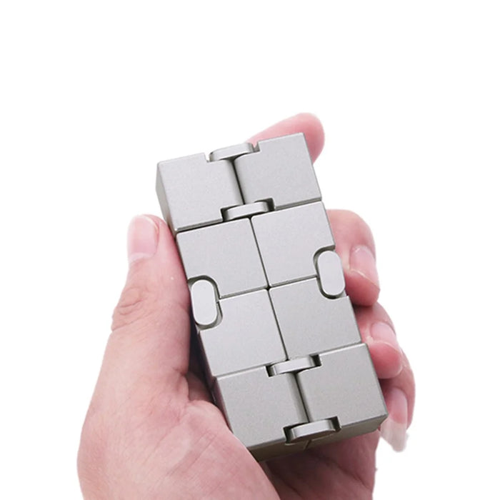 Aluminum Alloy Infinite Cube Metal Stress Relief Office Flip Cubic Toy Creative Fingertip Decompression Block - Black / White - 4