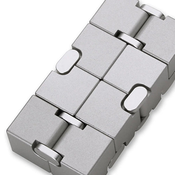 Aluminum Alloy Infinite Cube Metal Stress Relief Office Flip Cubic Toy Creative Fingertip Decompression Block - Black / White - 5