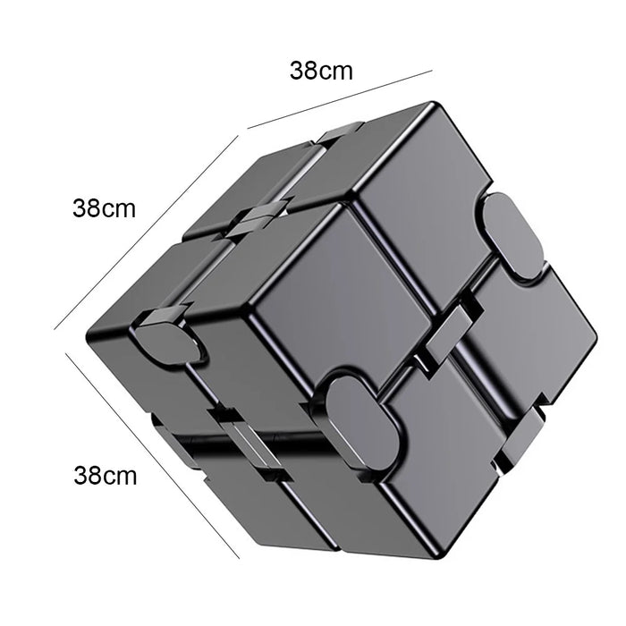Aluminum Alloy Infinite Cube Metal Stress Relief Office Flip Cubic Toy Creative Fingertip Decompression Block - Black / White - 7