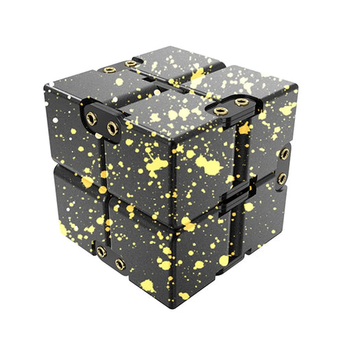 Rivet Design Aluminum Alloy Camouflage Infinite Cube Metal Stress Relief Office Flip Cubic Toy Adult Kids Decompression Block - Black / Yellow - 1
