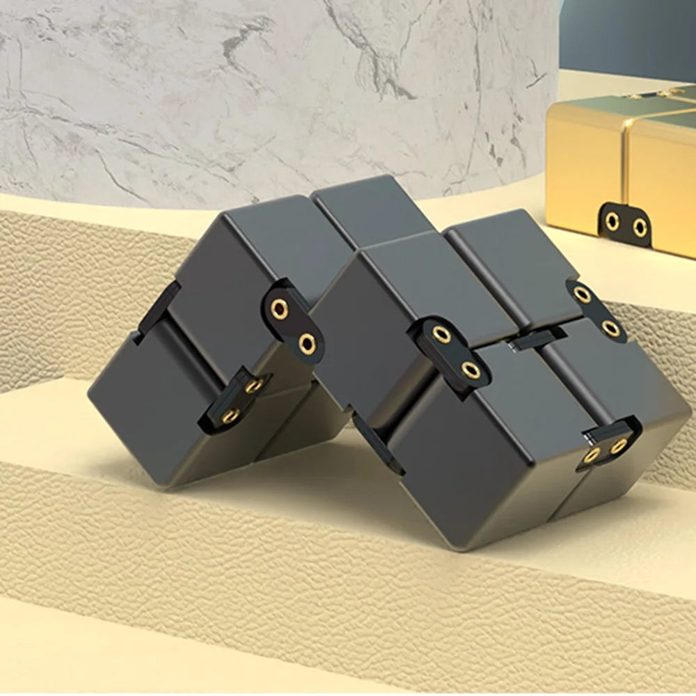 Rivet Design Aluminum Alloy Camouflage Infinite Cube Metal Stress Relief Office Flip Cubic Toy Adult Kids Decompression Block - Black / Yellow - 5