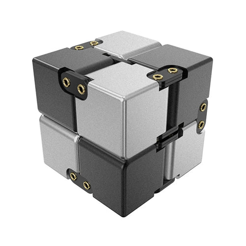 Rivet Design Aluminum Alloy Infinite Cube Creative Metal Stress Relief Flip Cubic Toy Adult Kids Decompression Cube - Black / White - 1