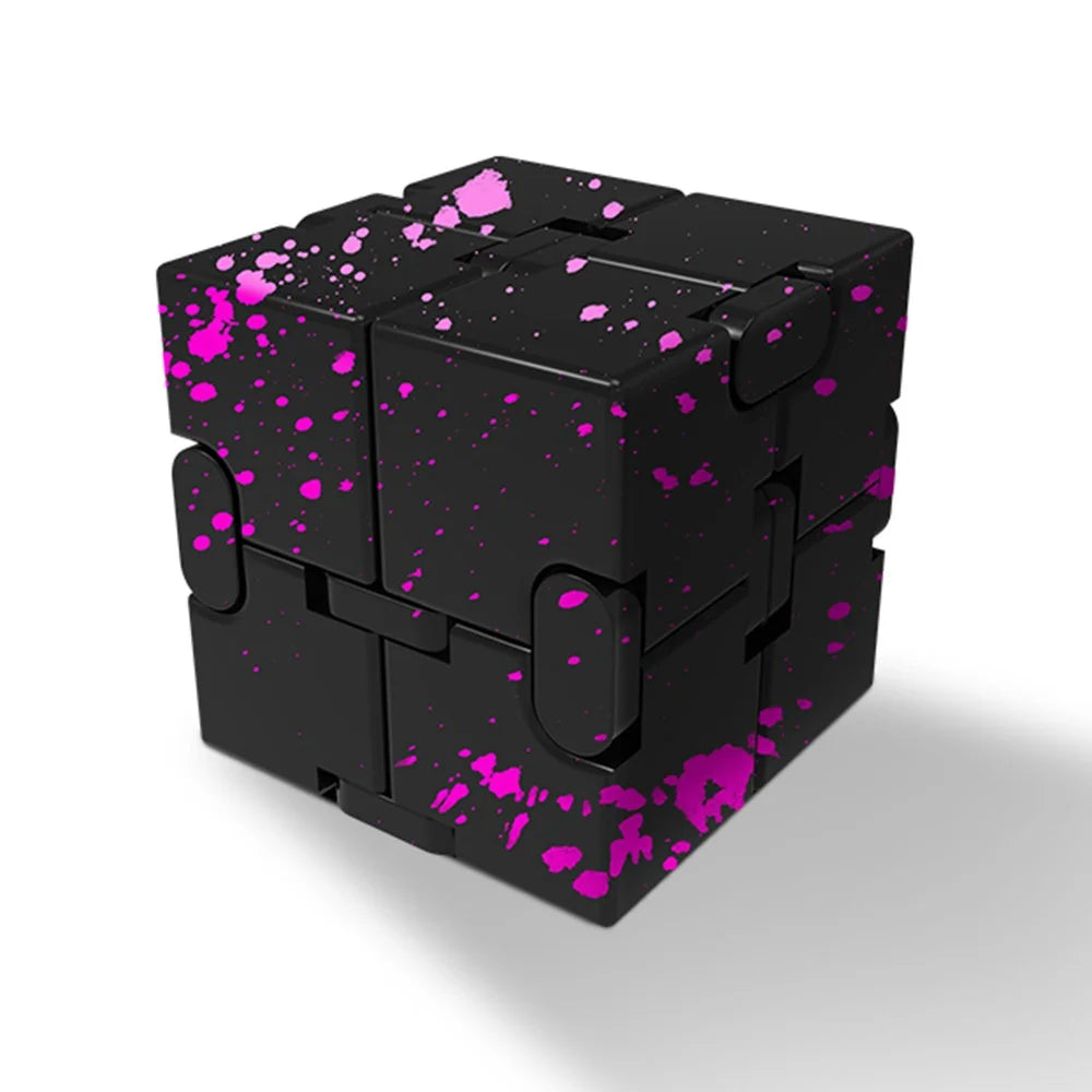 Camouflage Color Aluminum Alloy Infinite Cube Creative Fingertip Decompression Block Metal Stress Relief Flip Cubic Toy - Black / Rose - 1