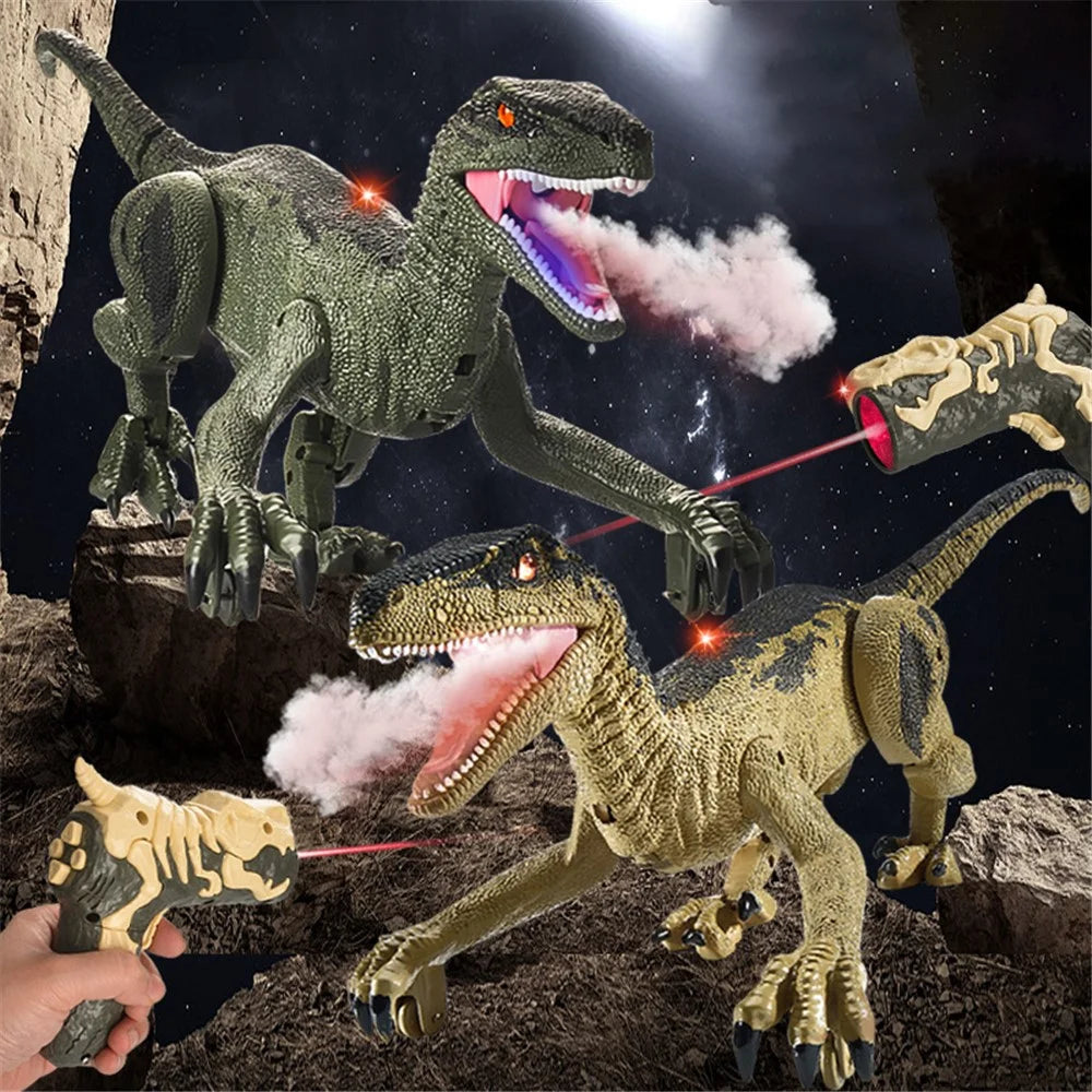 SM015S Electrical Spray Mist Dinosaur Remote Control Walking Light Sound Dinosaur Model Toy Boys Children Gift - Green - 2