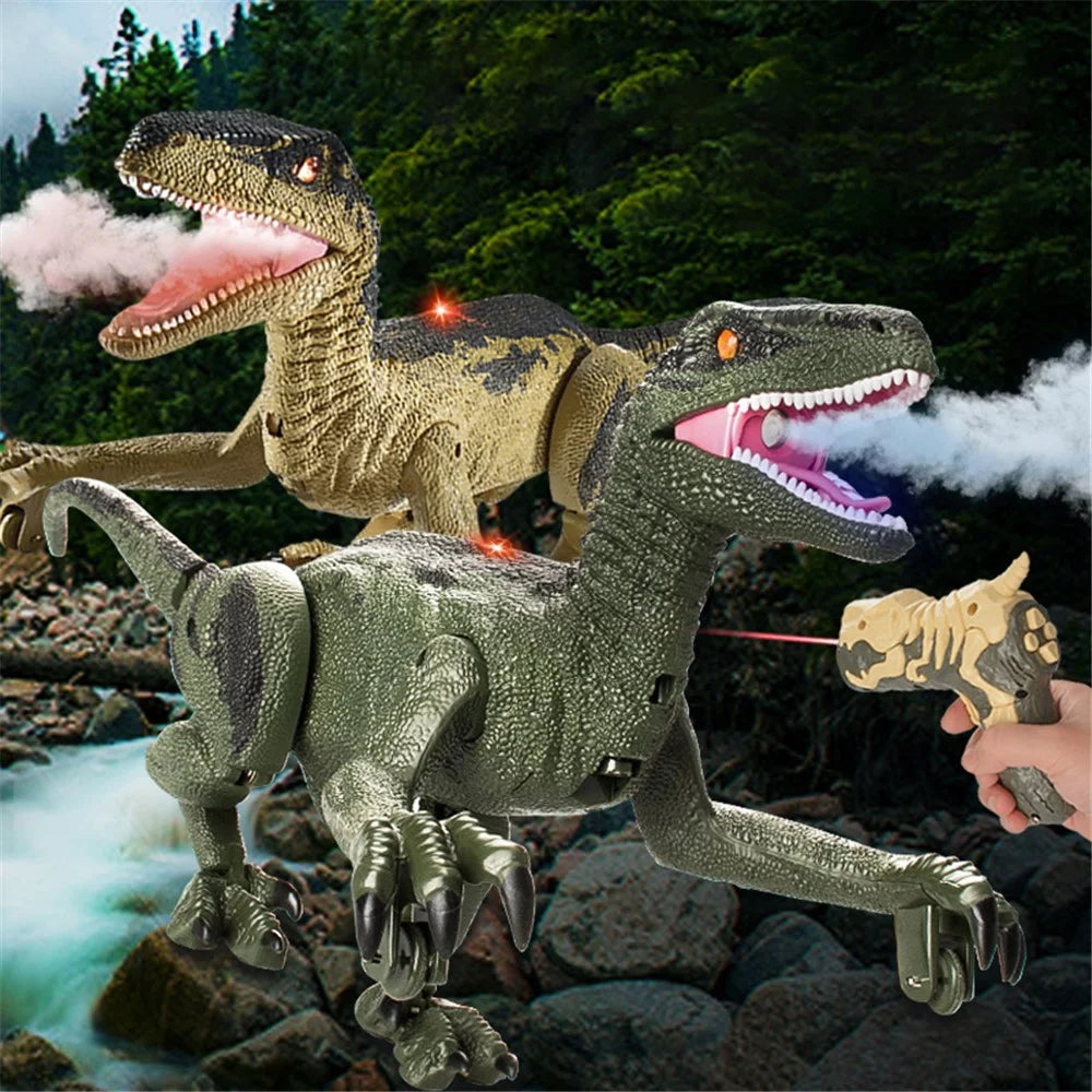 SM015S Electrical Spray Mist Dinosaur Remote Control Walking Light Sound Dinosaur Model Toy Boys Children Gift - Green - 3