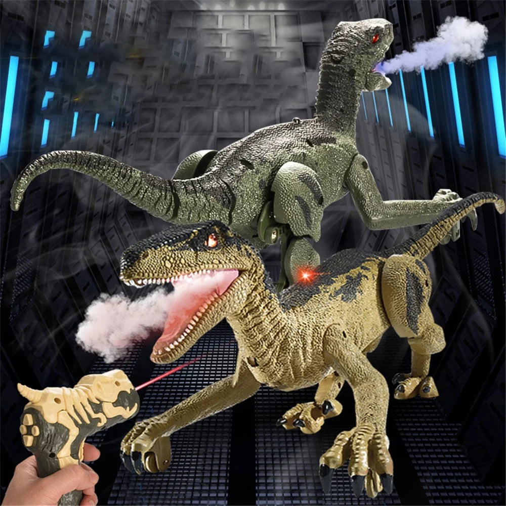 SM015S Electrical Spray Mist Dinosaur Remote Control Walking Light Sound Dinosaur Model Toy Boys Children Gift - Green - 4