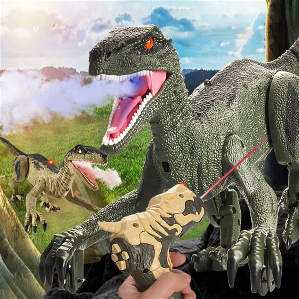 SM015S Electrical Spray Mist Dinosaur Remote Control Walking Light Sound Dinosaur Model Toy Boys Children Gift - Green - 5